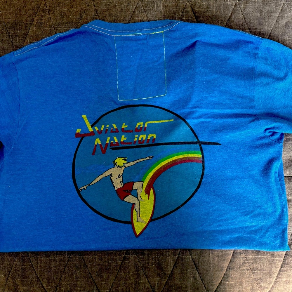 Vintage Aviator Nation tshirt - size large blue v neck